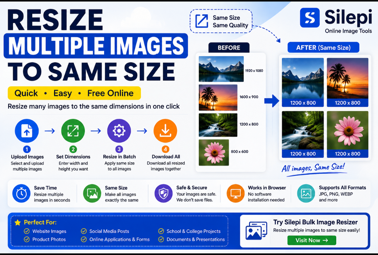 Resize multiple images to the same size with Silepi